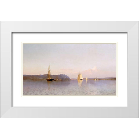 Late Afternoon, Haverstraw Bay White Modern Wood Framed Art Print with Double Matting by Silva, Francis A.