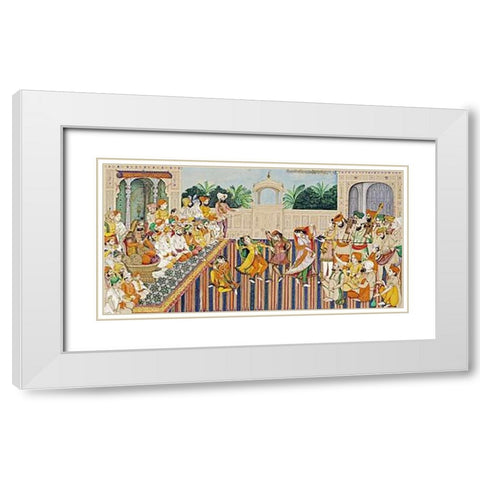 Musicians and Dancing Girls White Modern Wood Framed Art Print with Double Matting by Singh, Bishan