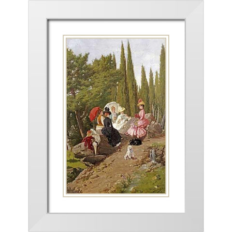 Summer Afternoon White Modern Wood Framed Art Print with Double Matting by Spiridon, Ignace