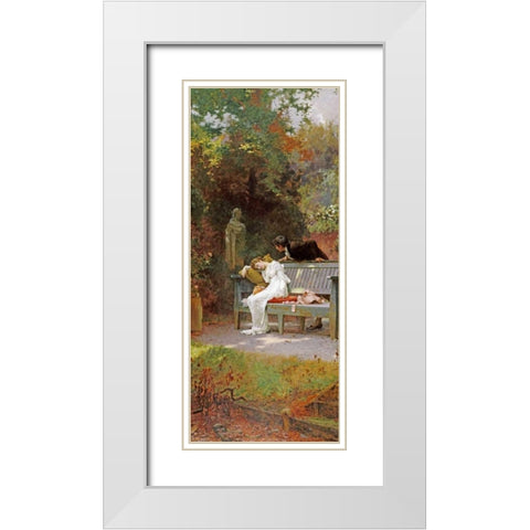 A Stolen Kiss White Modern Wood Framed Art Print with Double Matting by Stone, Marcus