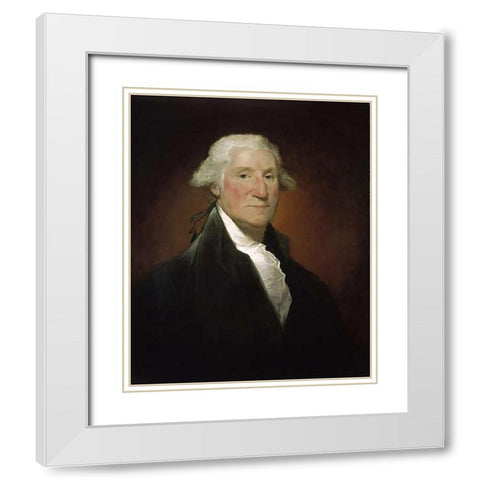 George Washington White Modern Wood Framed Art Print with Double Matting by Stuart, Gilbert