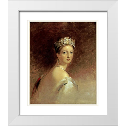 Queen Victoria White Modern Wood Framed Art Print with Double Matting by Sully, Thomas