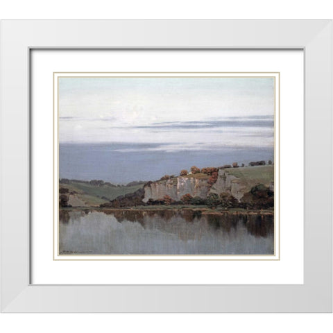Soft Twilight Lingers White Modern Wood Framed Art Print with Double Matting by Sylvester, Frederick Oakes