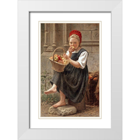 The Apple Girl White Modern Wood Framed Art Print with Double Matting by Thirion, Charles-Victor