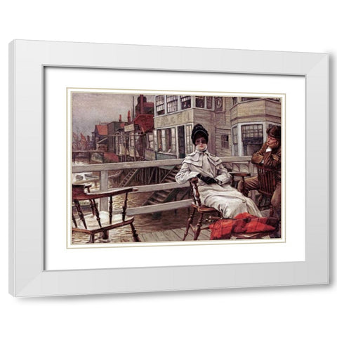 Waiting For The Boat at Greenwich White Modern Wood Framed Art Print with Double Matting by Tissot, James Jacques
