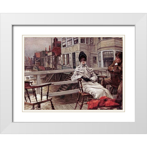 Waiting For The Boat at Greenwich White Modern Wood Framed Art Print with Double Matting by Tissot, James Jacques