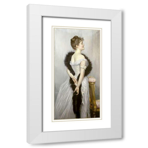 Portrait of The Vicomtesse De Montmorand White Modern Wood Framed Art Print with Double Matting by Tissot, James Jacques