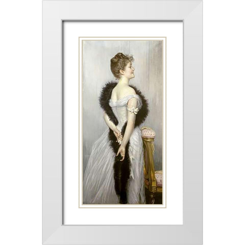 Portrait of The Vicomtesse De Montmorand White Modern Wood Framed Art Print with Double Matting by Tissot, James Jacques