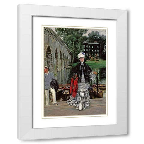 The Return From The Boating Trip White Modern Wood Framed Art Print with Double Matting by Tissot, James Jacques