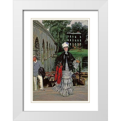 The Return From The Boating Trip White Modern Wood Framed Art Print with Double Matting by Tissot, James Jacques