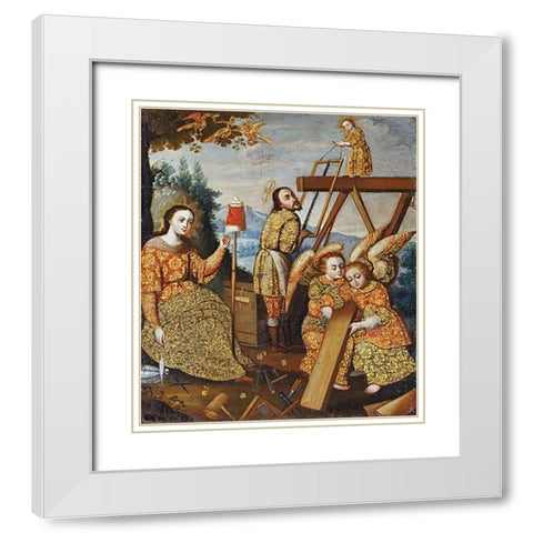 The Holy Family In Nazareth White Modern Wood Framed Art Print with Double Matting by Tito, Diego Quispe