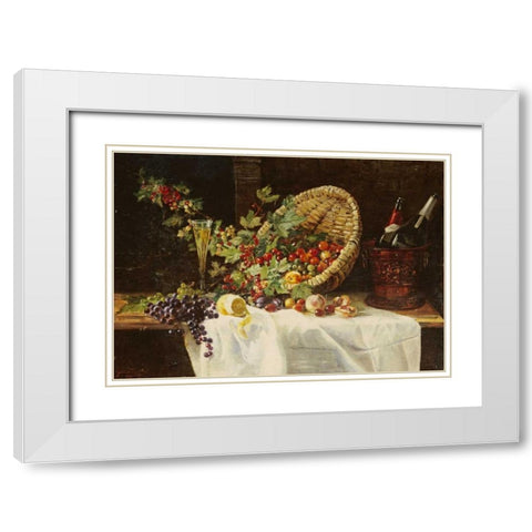 Cherries and Gooseberries In a Basket White Modern Wood Framed Art Print with Double Matting by Trefftz, Gertrud