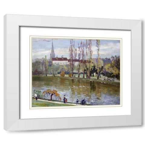 Parc Montsouris, Paris White Modern Wood Framed Art Print with Double Matting by Twachtman, John Henry