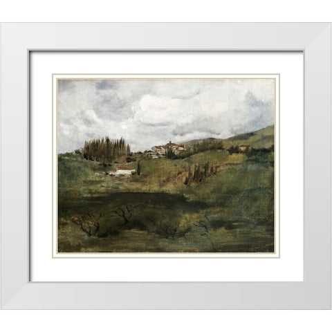 Tuscan Landscape White Modern Wood Framed Art Print with Double Matting by Twachtman, John Henry