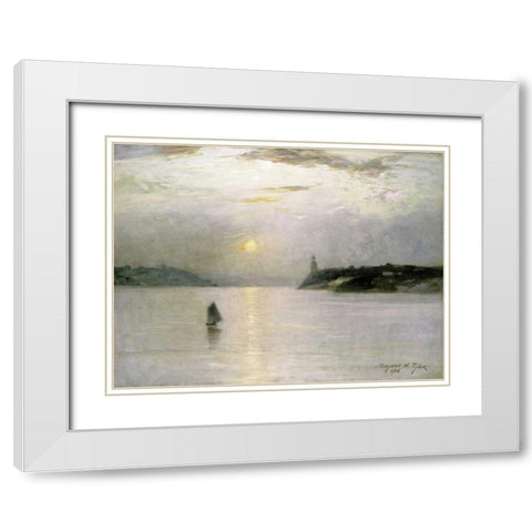 Sailing on The Hudson White Modern Wood Framed Art Print with Double Matting by Tyler, Bayard Henry