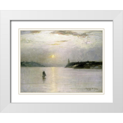 Sailing on The Hudson White Modern Wood Framed Art Print with Double Matting by Tyler, Bayard Henry