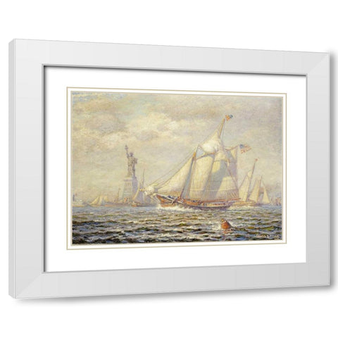New York Harbor White Modern Wood Framed Art Print with Double Matting by Tyler, James Gale