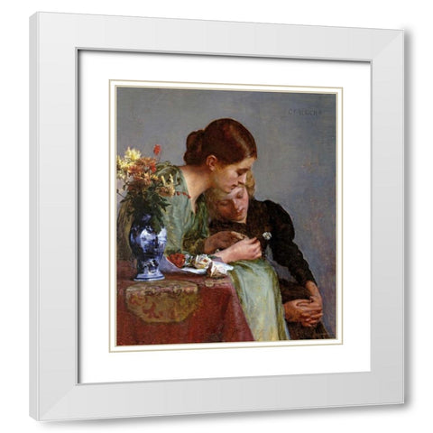 The Flowers White Modern Wood Framed Art Print with Double Matting by Ulrich, Charles Frederick