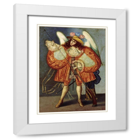 Arcangel Con Arcabuz White Modern Wood Framed Art Print with Double Matting by Unknown