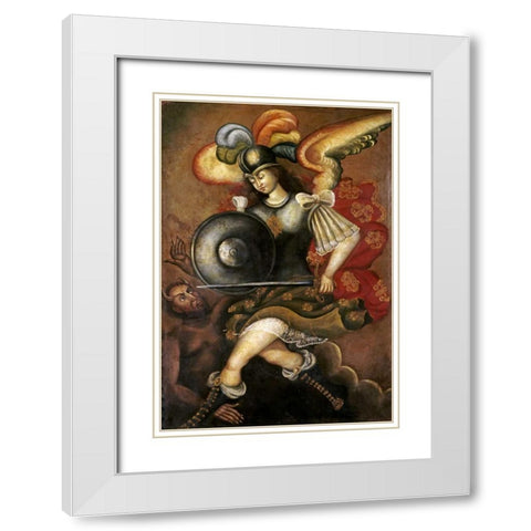 El Arcangel San Miguel White Modern Wood Framed Art Print with Double Matting by Unknown