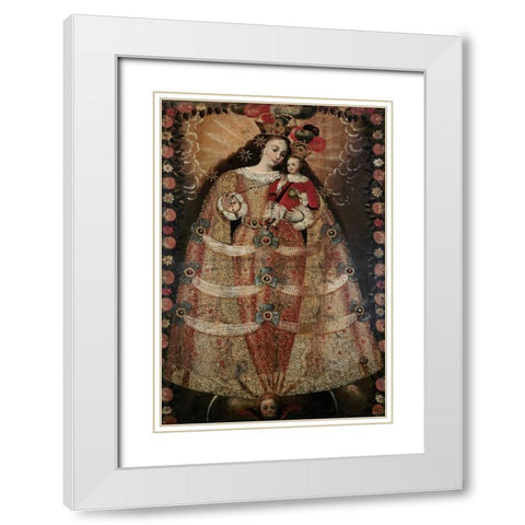 The Virgin of Pomata With a Rosary White Modern Wood Framed Art Print with Double Matting by Unknown