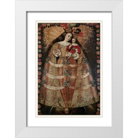 The Virgin of Pomata With a Rosary White Modern Wood Framed Art Print with Double Matting by Unknown