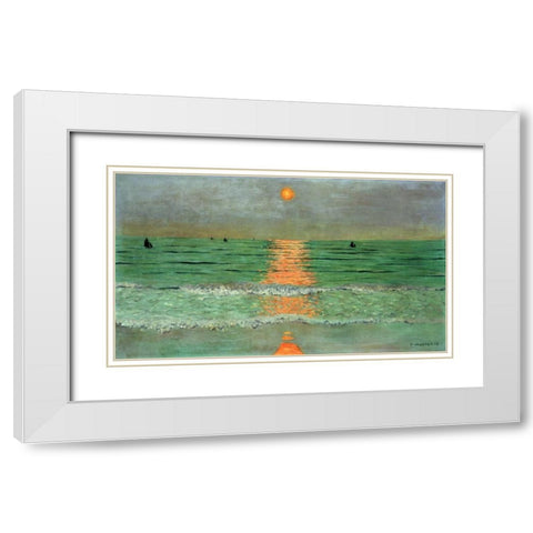 Sunset. Coucher De Soleil White Modern Wood Framed Art Print with Double Matting by Vallotton, Felix