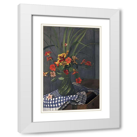 Bouquet De Capucines White Modern Wood Framed Art Print with Double Matting by Vallotton, Felix