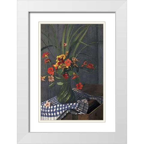 Bouquet De Capucines White Modern Wood Framed Art Print with Double Matting by Vallotton, Felix