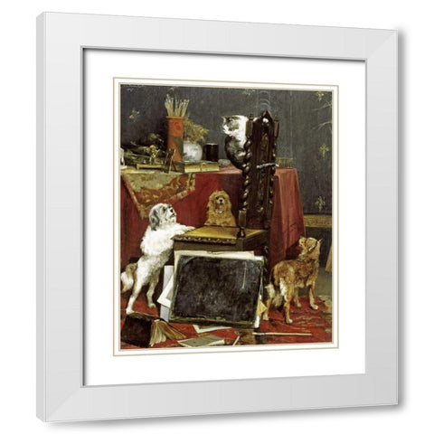 Chaos In The Studio White Modern Wood Framed Art Print with Double Matting by Van Den Eycken, Charles