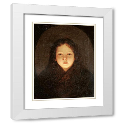 A Girl, Head and Shoulders White Modern Wood Framed Art Print with Double Matting by Van Schendel, Petrus