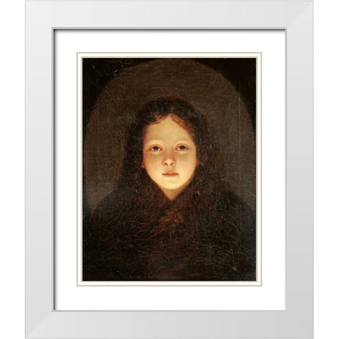 A Girl, Head and Shoulders White Modern Wood Framed Art Print with Double Matting by Van Schendel, Petrus