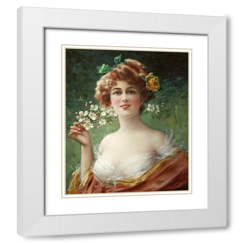 Blossoming Beauty White Modern Wood Framed Art Print with Double Matting by Vernon, Emile