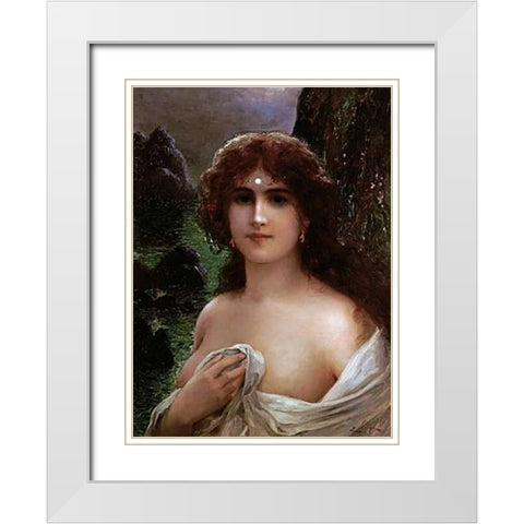 A Sea Nymph White Modern Wood Framed Art Print with Double Matting by Vernon, Emile