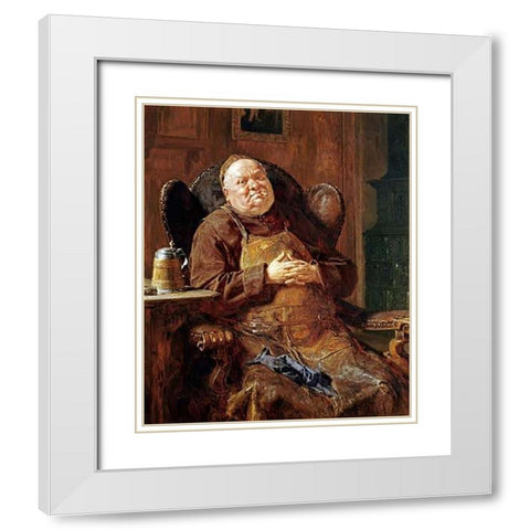 A Quiet Smoke White Modern Wood Framed Art Print with Double Matting by Von Grutzner, Edouard
