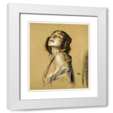 Salome White Modern Wood Framed Art Print with Double Matting by Von Stuck, Franz