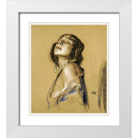 Salome White Modern Wood Framed Art Print with Double Matting by Von Stuck, Franz