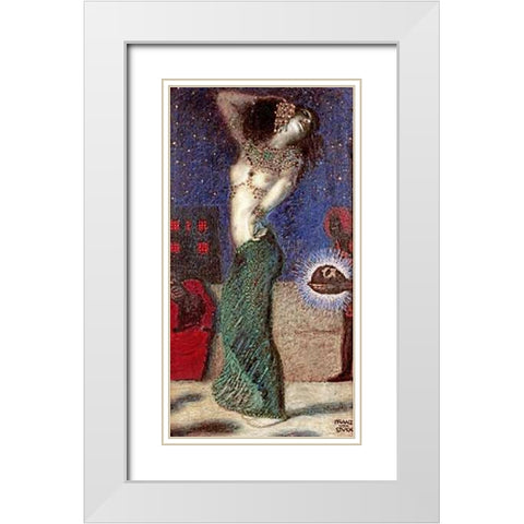 Dancing Salome White Modern Wood Framed Art Print with Double Matting by Von Stuck, Franz