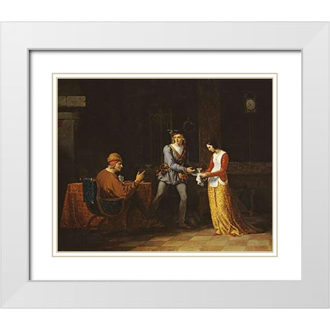 The Departing Highlander White Modern Wood Framed Art Print with Double Matting by Wachsmith, Ferdinand