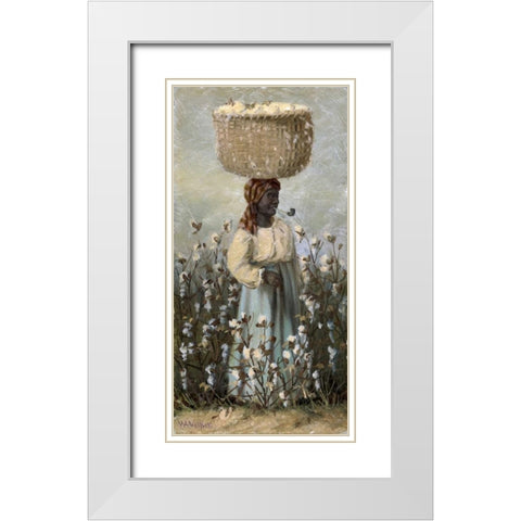 Cotton Picker White Modern Wood Framed Art Print with Double Matting by Walker, William Aiken