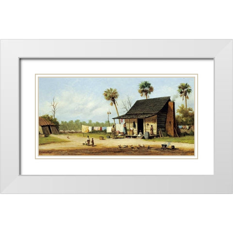 Laundry Day White Modern Wood Framed Art Print with Double Matting by Walker, William Aiken