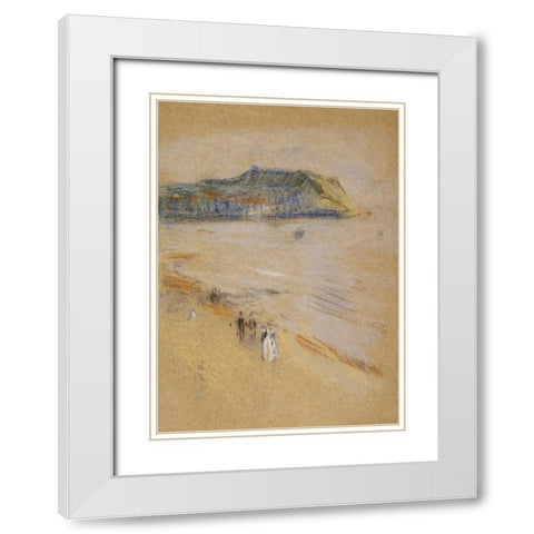 On The Beach, Hastings White Modern Wood Framed Art Print with Double Matting by Whistler, James McNeill