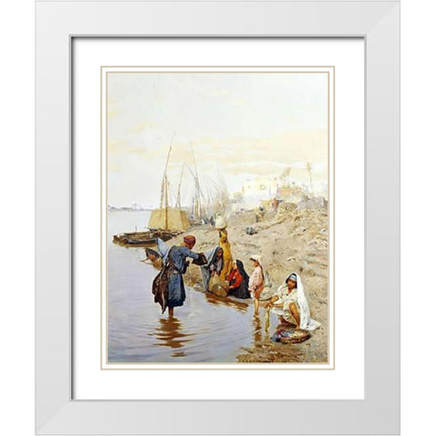 At The Waters Edge White Modern Wood Framed Art Print with Double Matting by Wilda, Charles