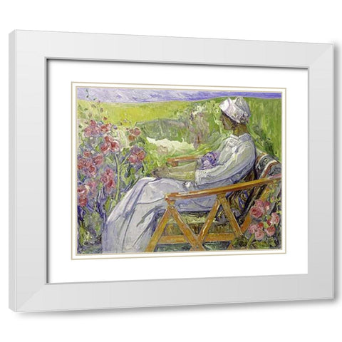 In The Garden White Modern Wood Framed Art Print with Double Matting by Zoir, Emile