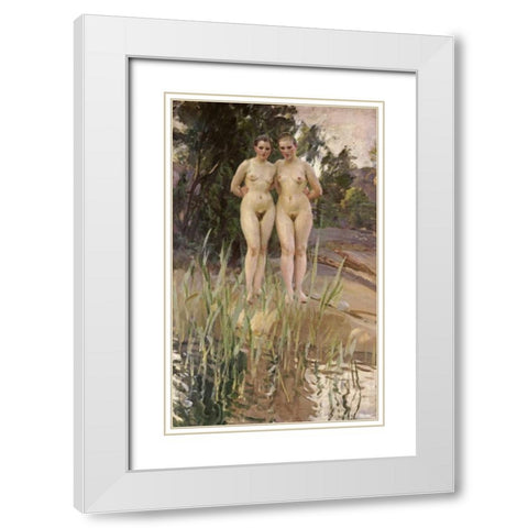 Two Friends White Modern Wood Framed Art Print with Double Matting by Zorn, Anders Leonard