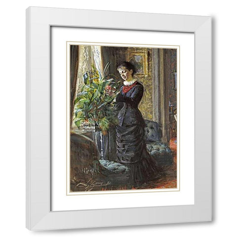 Portrait of Fru Lisen Samson White Modern Wood Framed Art Print with Double Matting by Zorn, Anders Leonard