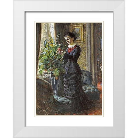 Portrait of Fru Lisen Samson White Modern Wood Framed Art Print with Double Matting by Zorn, Anders Leonard