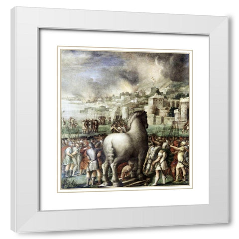 Trojan Horse White Modern Wood Framed Art Print with Double Matting by Abbate, Niccolo