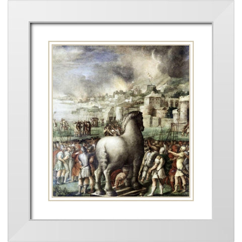 Trojan Horse White Modern Wood Framed Art Print with Double Matting by Abbate, Niccolo