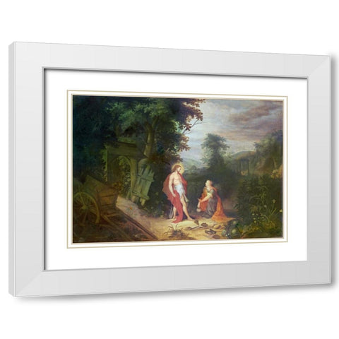 Noli Me Tangere White Modern Wood Framed Art Print with Double Matting by Abraham, Govaerts